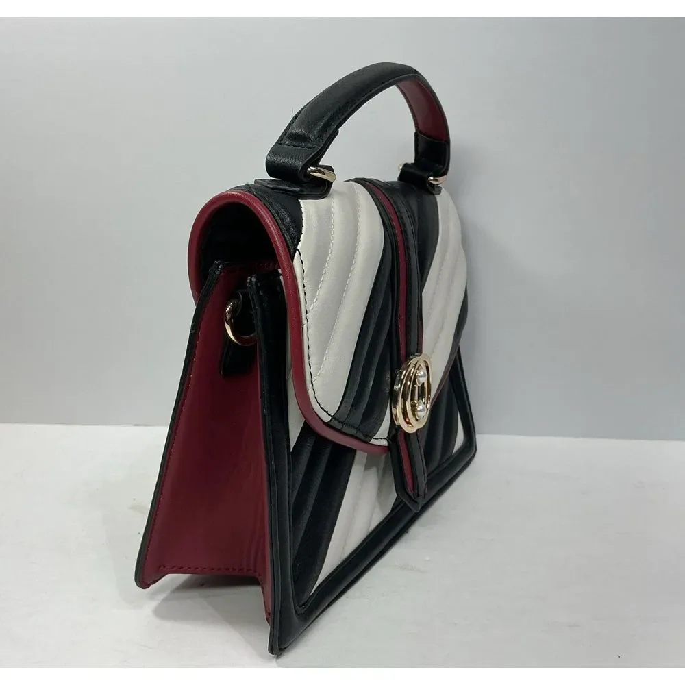 Aldo‎ Womens HandBag Purse Retro Modern Black White Red Pocketbook